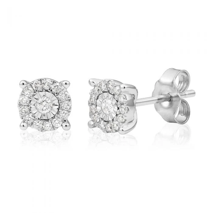 9ct White Gold 1/2 Carat Diamond Cluster Stud Earrings - Image 2