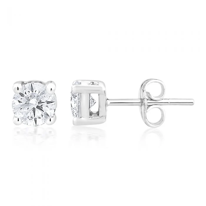 9ct White Gold 1/2 Carat Diamond Stud Earrings - Image 3