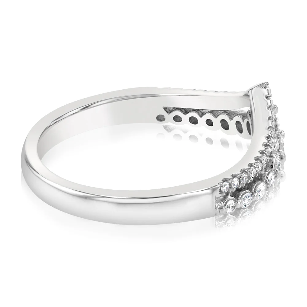 9ct White Gold 1/3 Carat Luminesce Lab Grown Diamond V Dress Ring - Image 2