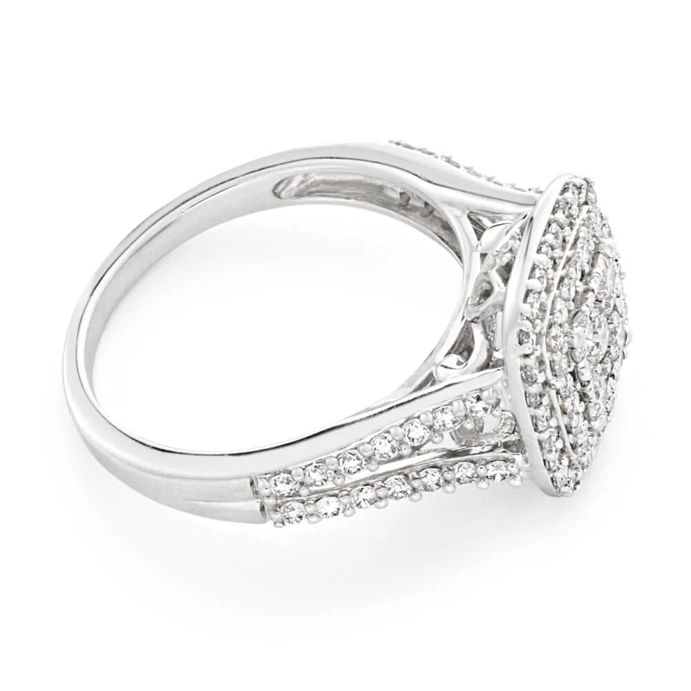 9ct White Gold 1 Carat Diamond Ring With 91 Beautiful Diamonds - Image 2
