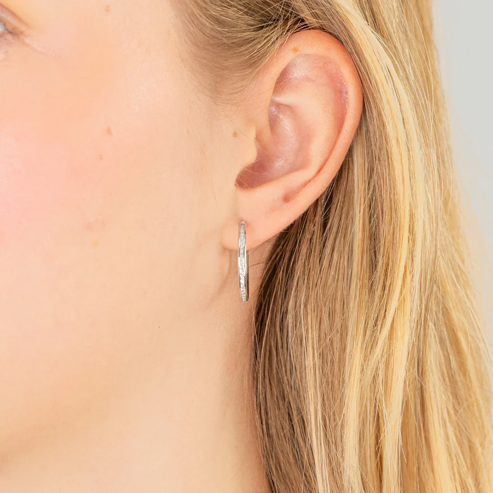 9ct White Gold 15mm Cubic Zirconia Hoop Earrings - Image 2
