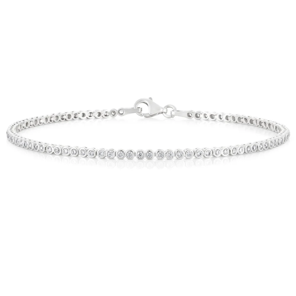 9ct White Gold 19cm Zirconia Tennis Bracelet - Image 2