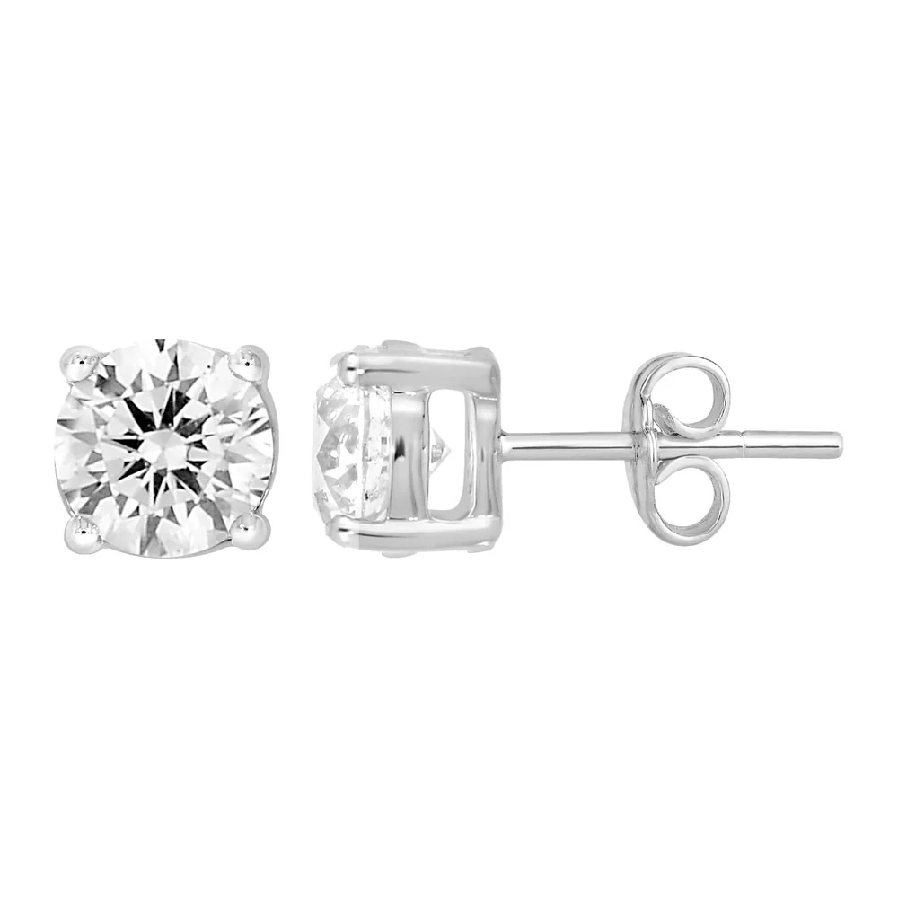 9ct White Gold  2.00 Carat Diamond Stud Earrings - Image 2