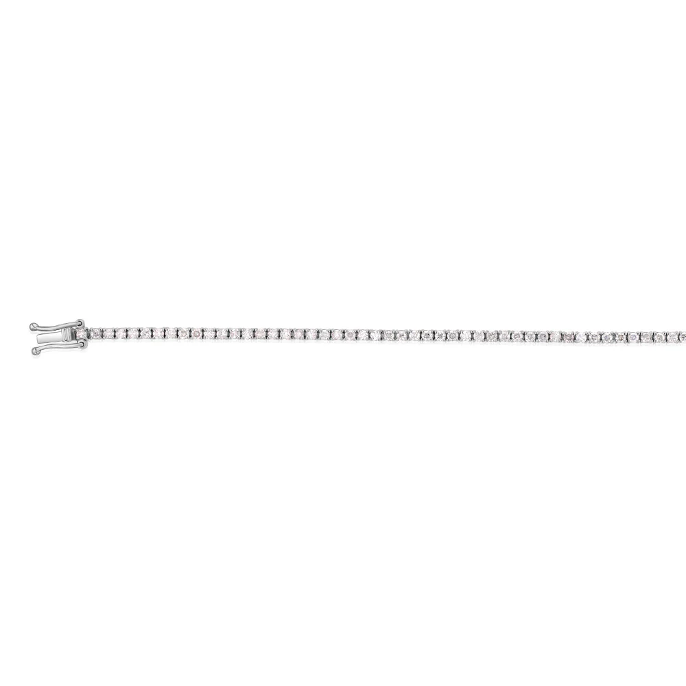 9ct White Gold 2 Carat Diamond Tennis Bracelet with 82 Brilliant Diamonds - Image 2