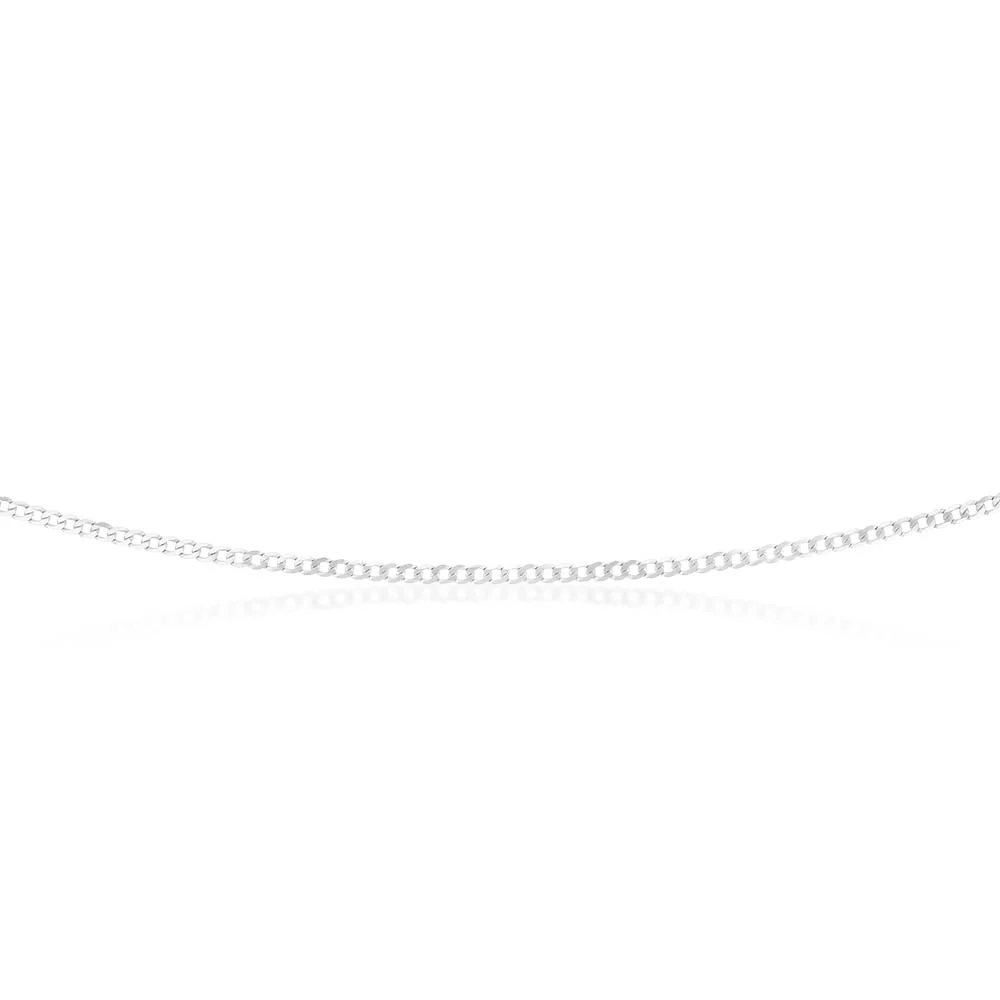 9ct White Gold 50 Gauge Tight Curb 46cm Chain - Image 2