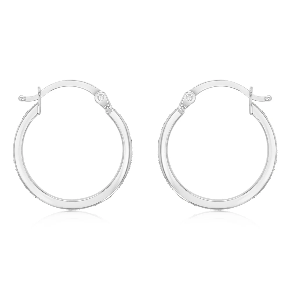 9ct White Gold Alluring Hoop Earrings - Image 2