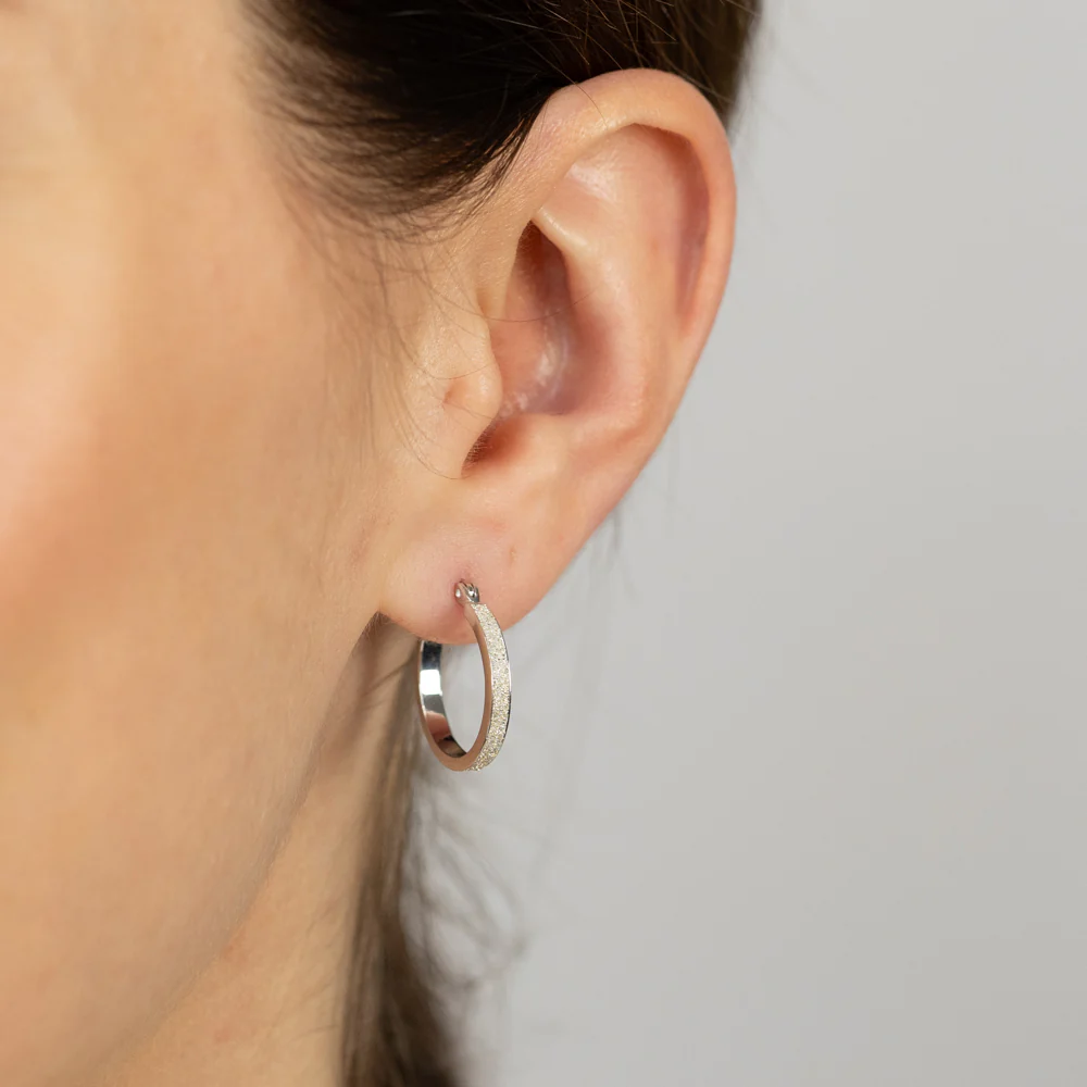 9ct White Gold Alluring Hoop Earrings - Image 3