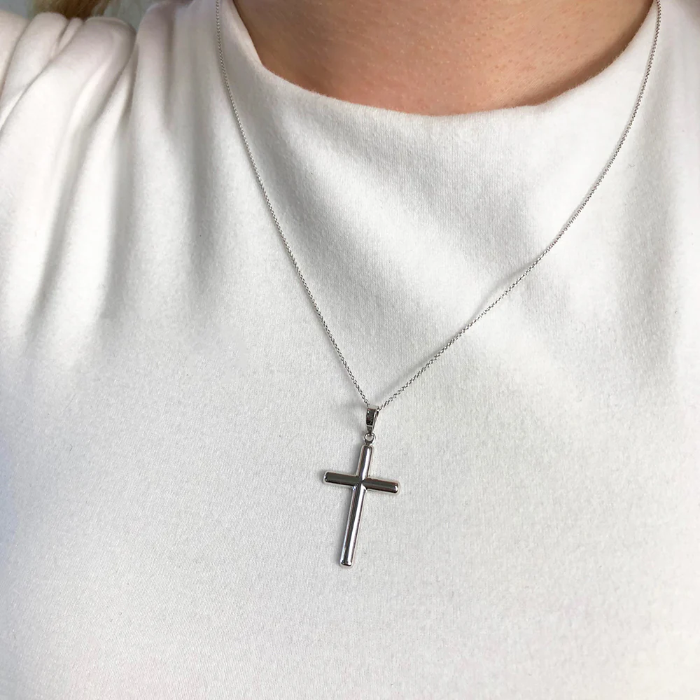 9ct White Gold Cross Pendant - Image 2