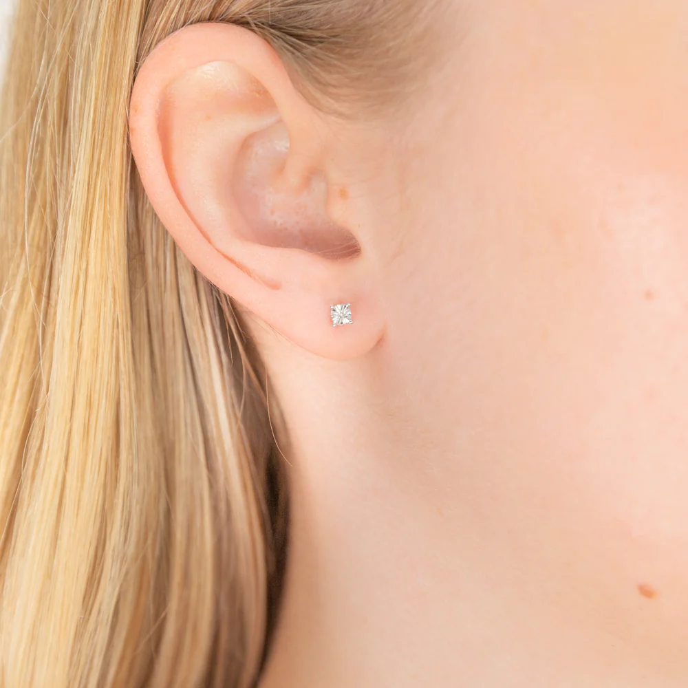 9ct White Gold Diamond Earrings - Image 2