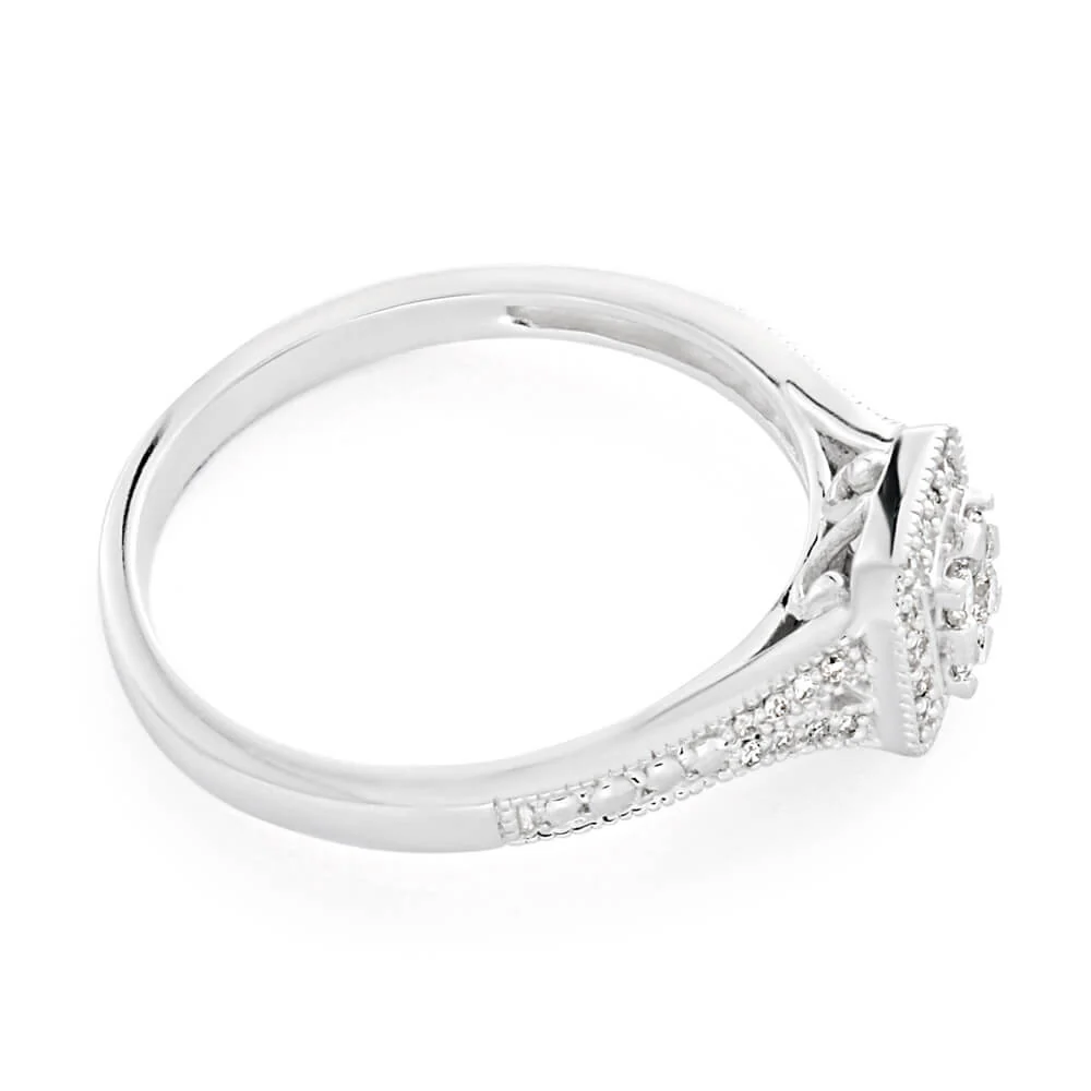 9ct White Gold Diamond Ring Set With 37 Beautiful Diamonds - Image 2