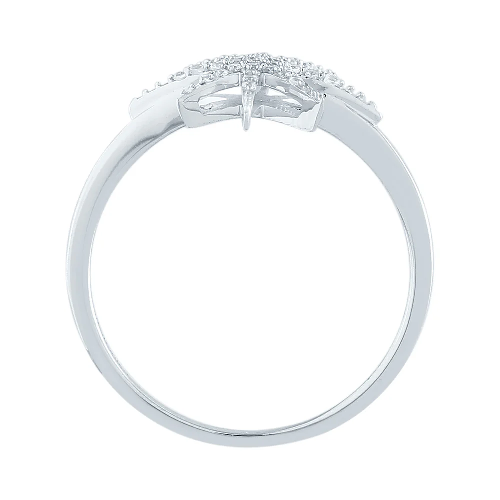 9ct White Gold Diamond Starburst Ring - Image 2