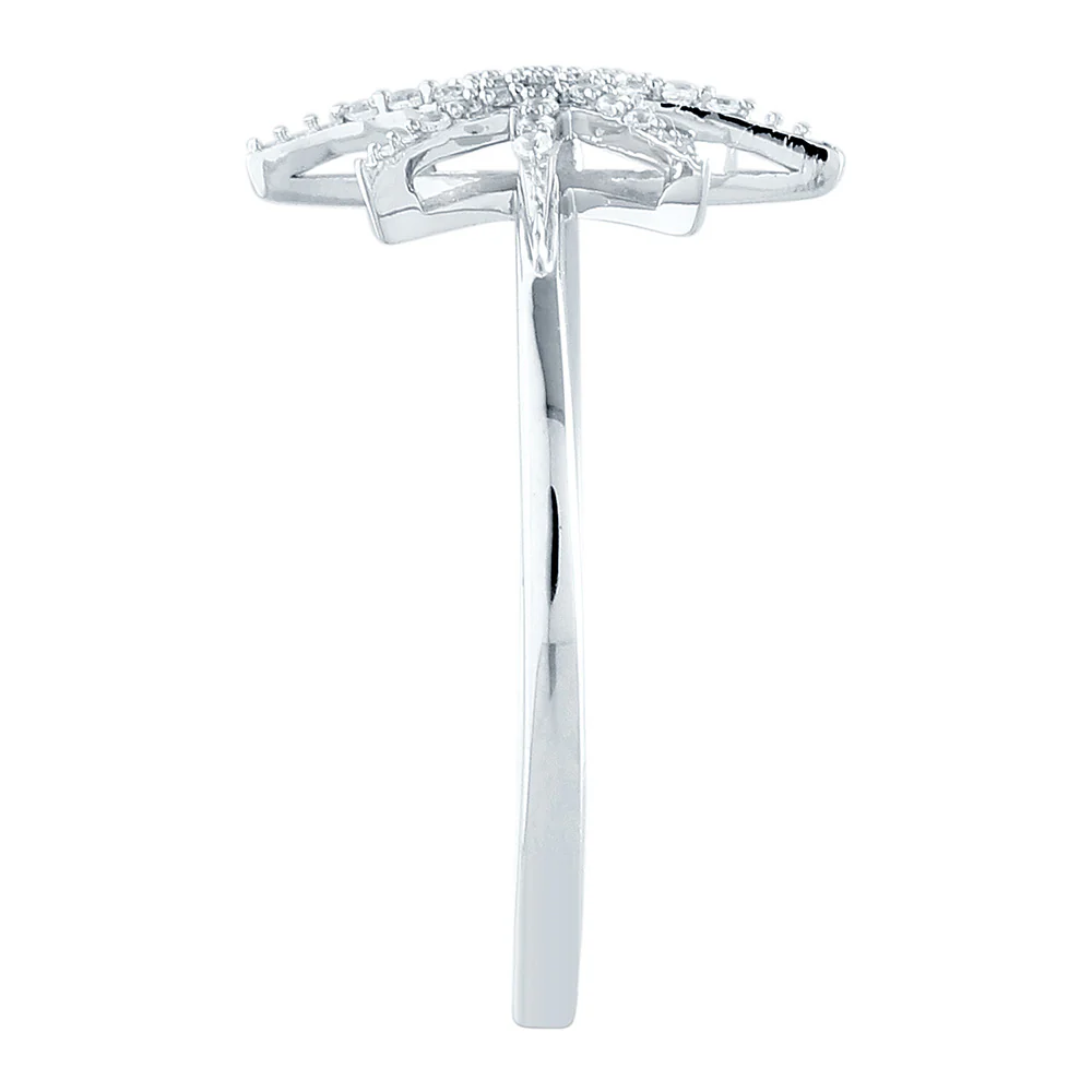 9ct White Gold Diamond Starburst Ring - Image 3