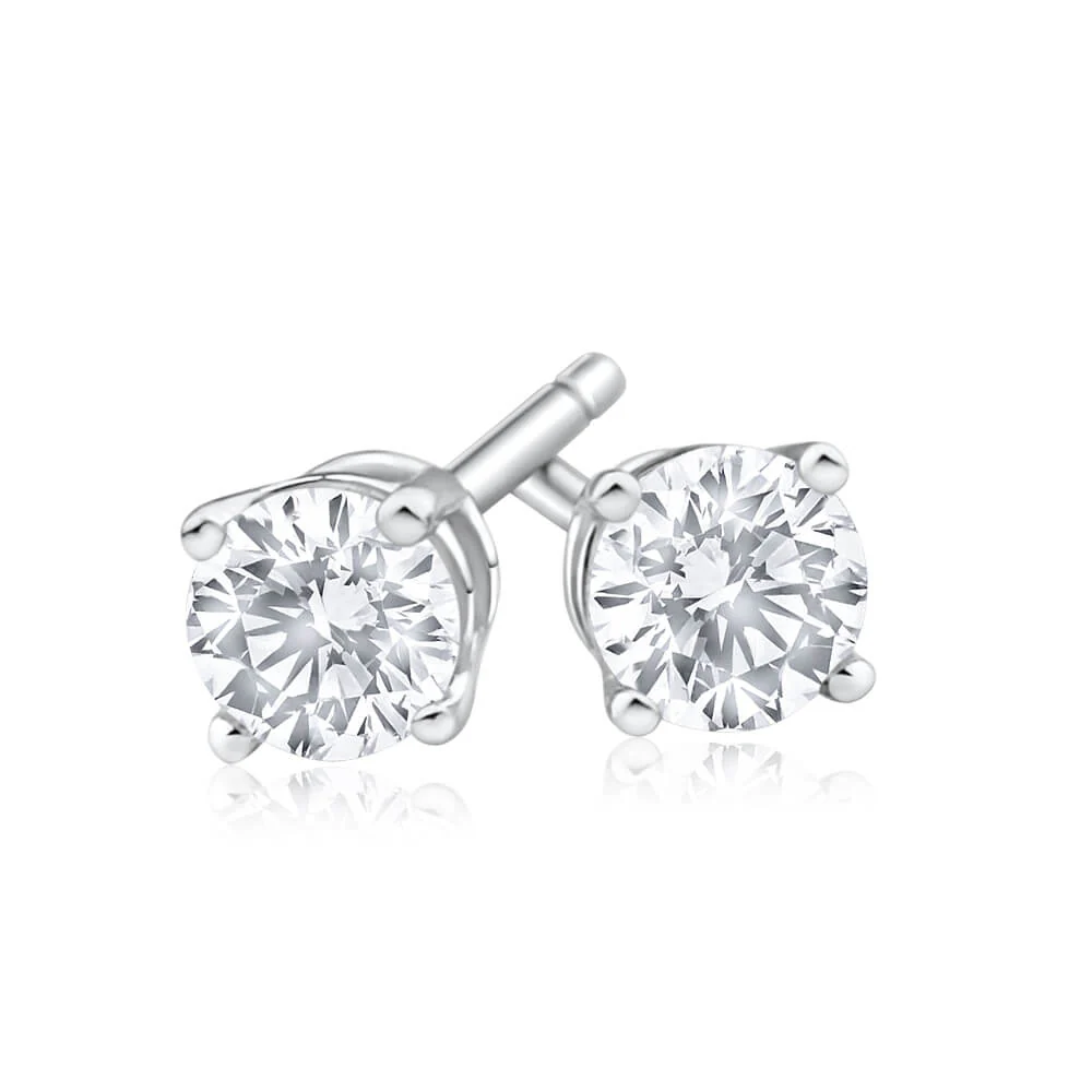 9ct White Gold Diamond Stud Earrings - Image 2