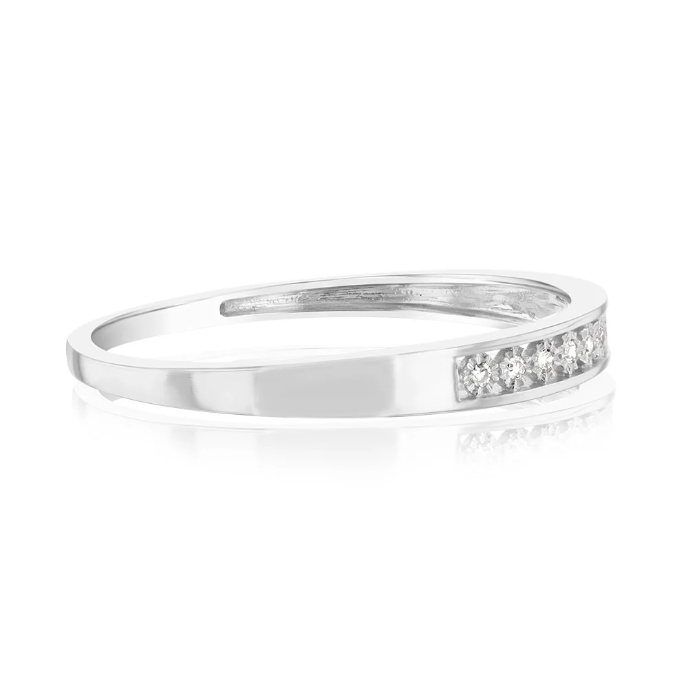 9ct White Gold Eternity Straight Ring with 9 Brilliant Cut Diamonds - Image 2