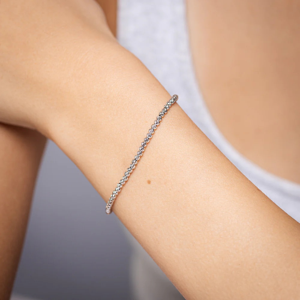 9ct White Gold Fancy Beads Bracelet - Image 4