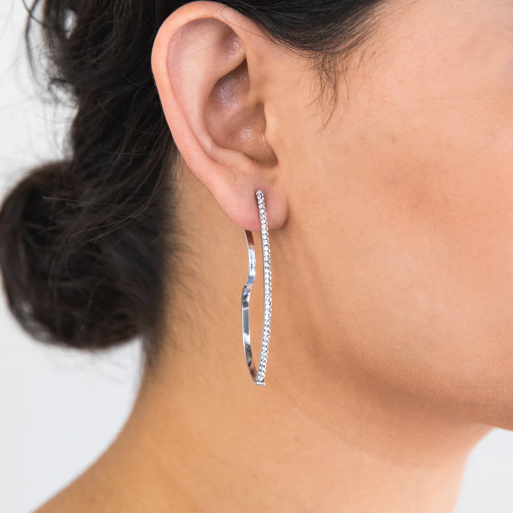 9ct White Gold Filled Fancy Crystal Stud Earrings - Image 2