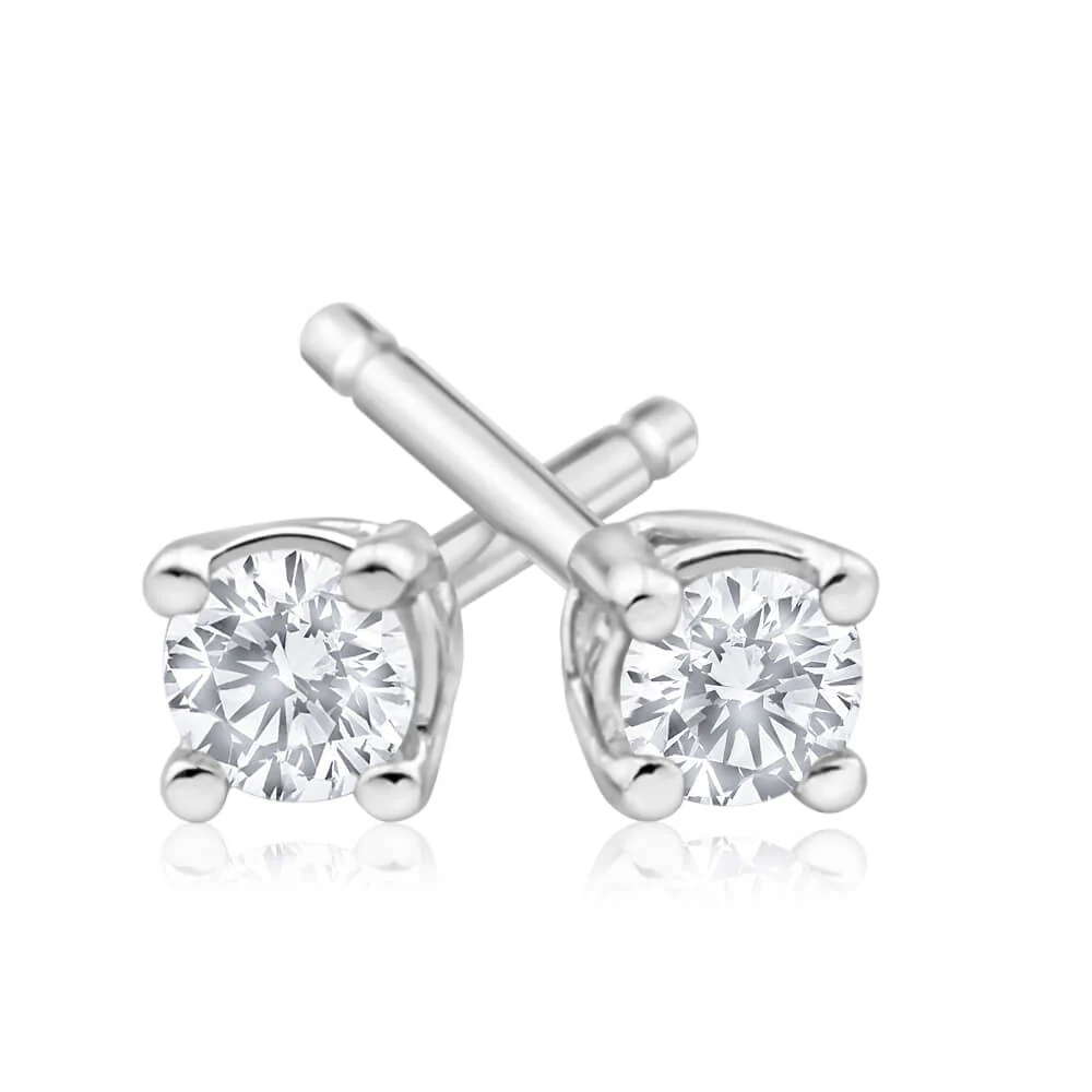 9ct White Gold Impressive Diamond Stud Earrings - Image 2
