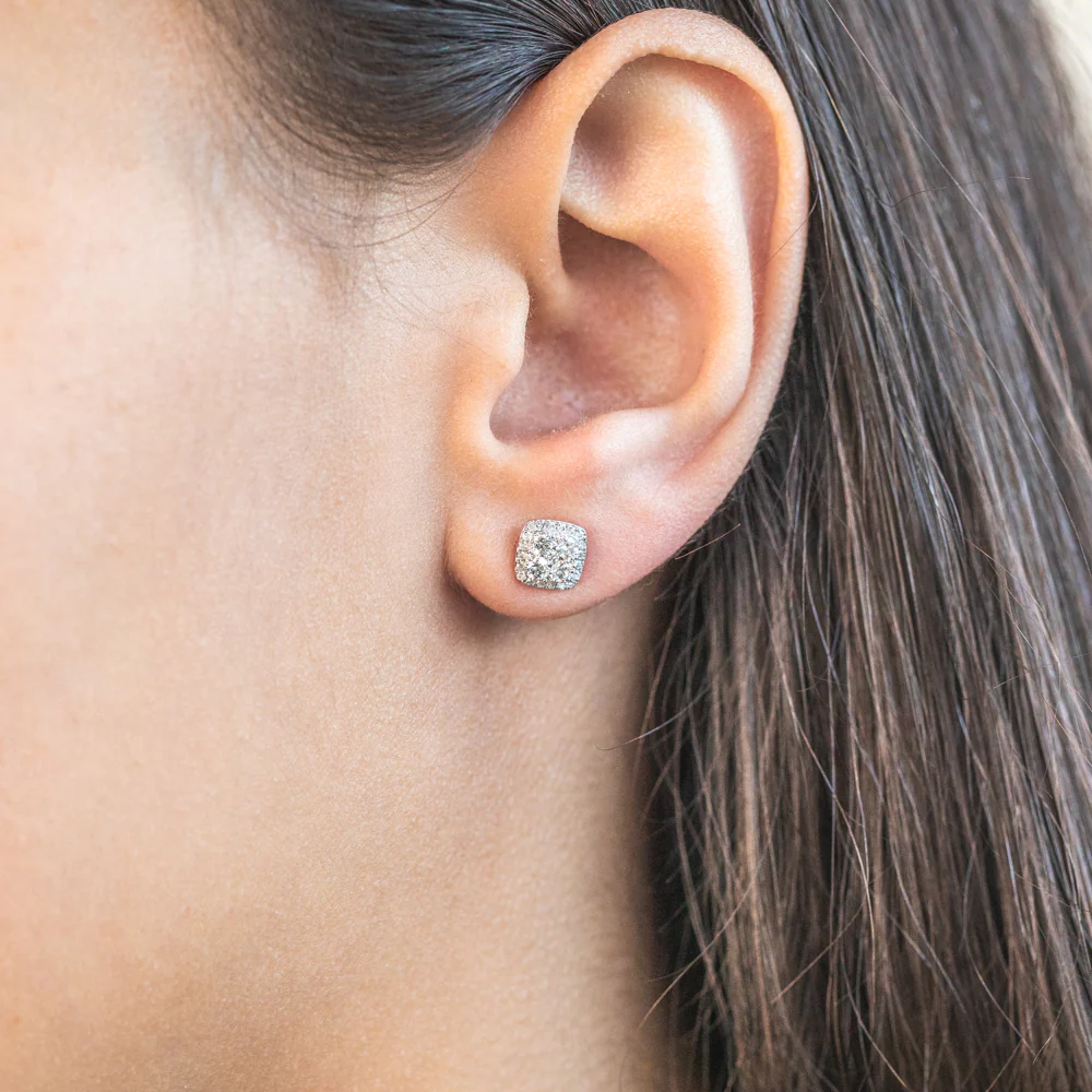 9ct White Gold Radiant 1/2 Carat Diamond Stud Earrings - Image 4