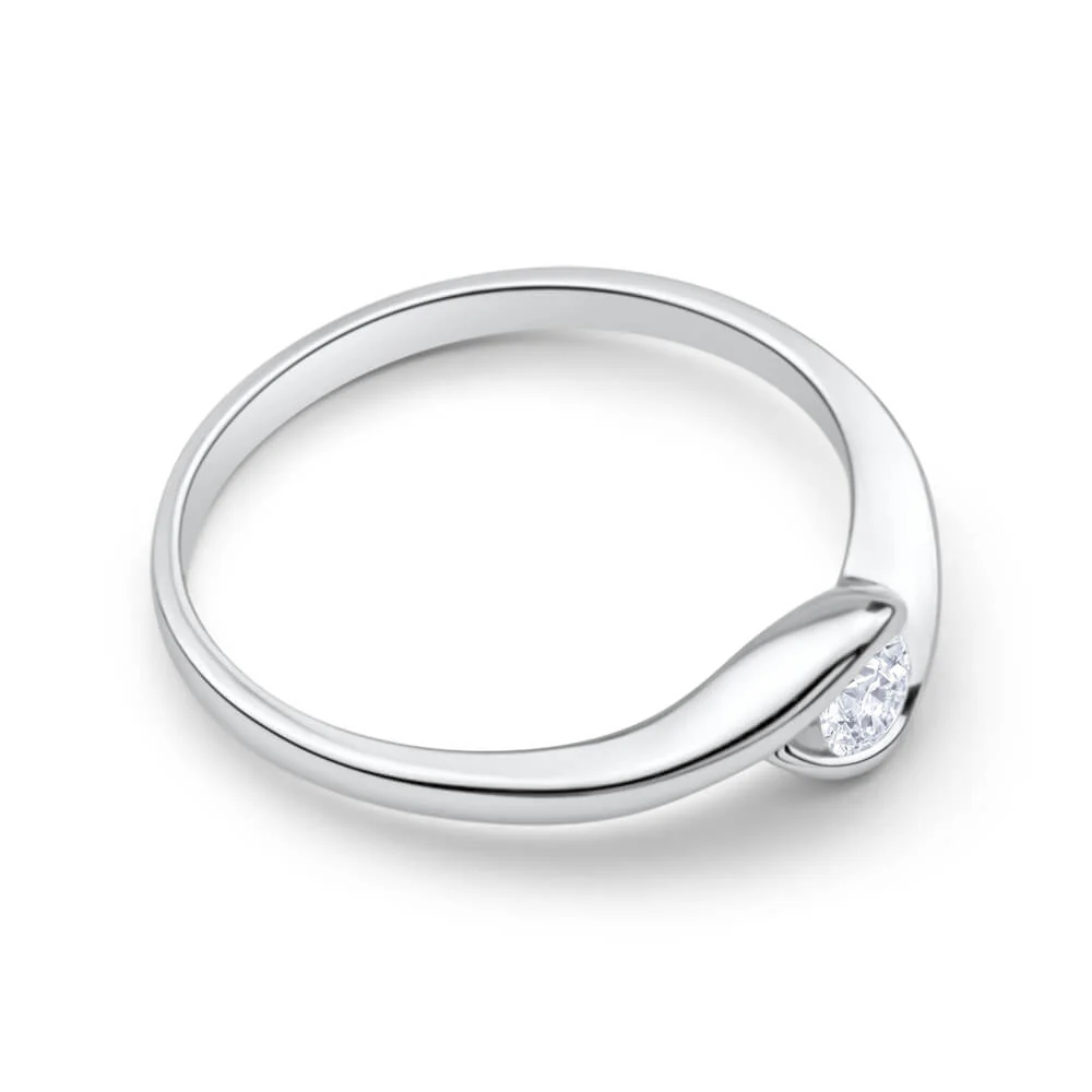 9ct White Gold Solitaire Ring With 0.15 Carat Diamond - Image 2
