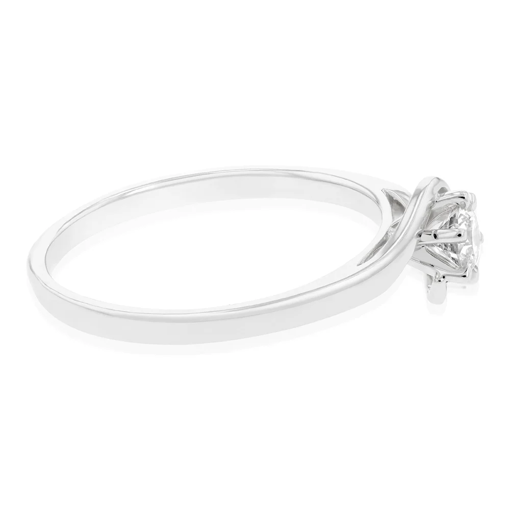 9ct White Gold Solitaire Ring With 3/8 Carat 6 Claw Set Diamond - Image 2