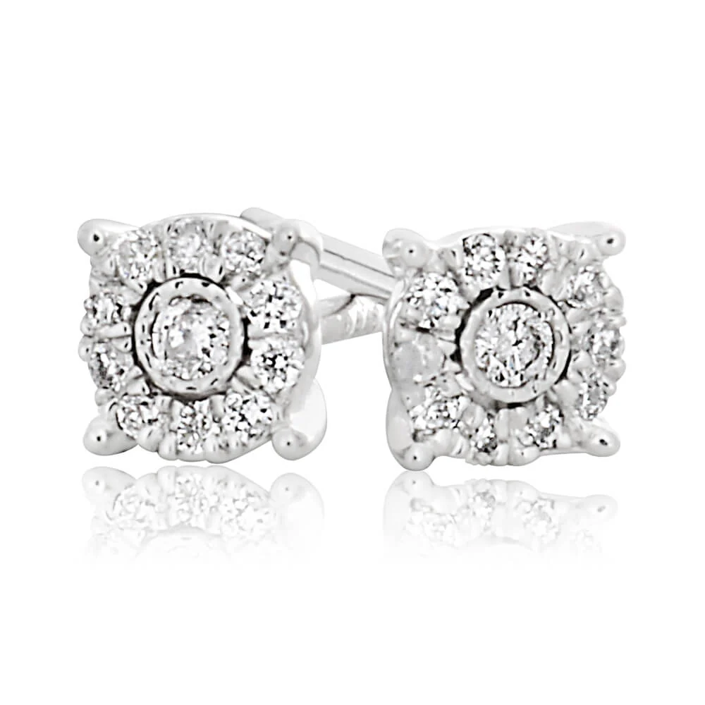 9ct White Gold Sublime Diamond Stud Earrings - Image 2