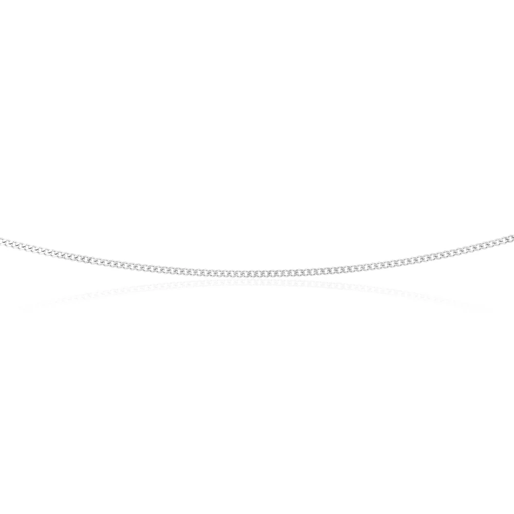 9ct White Solid Gold Diamond Cut Curb 50cm Chain - Image 3