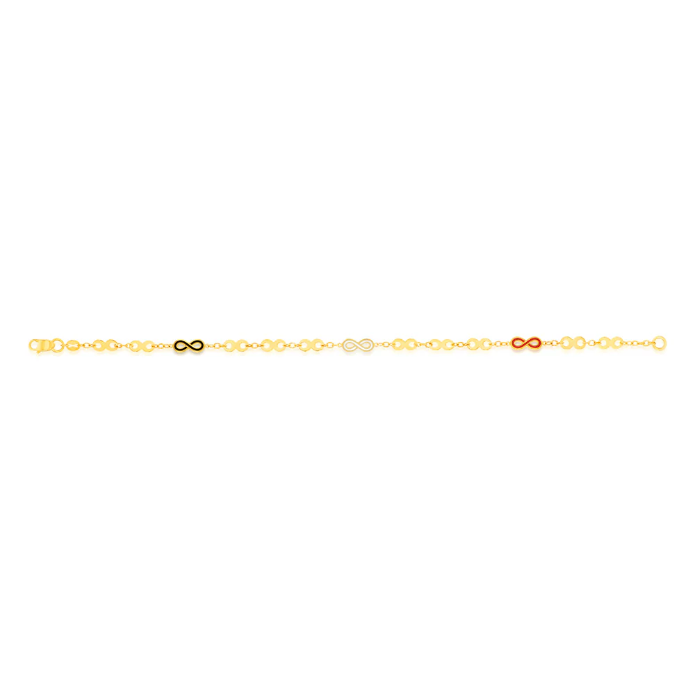 9ct Yello Gold Coloured Enamel On Double Sided Infinity 19.1cm Bracelet - Image 2