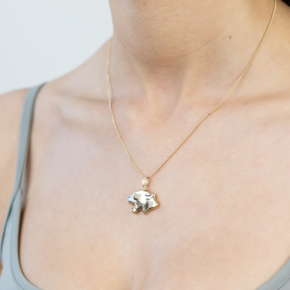 9ct Yellow And White Gold Double Sided Tiger Pendant - Image 2