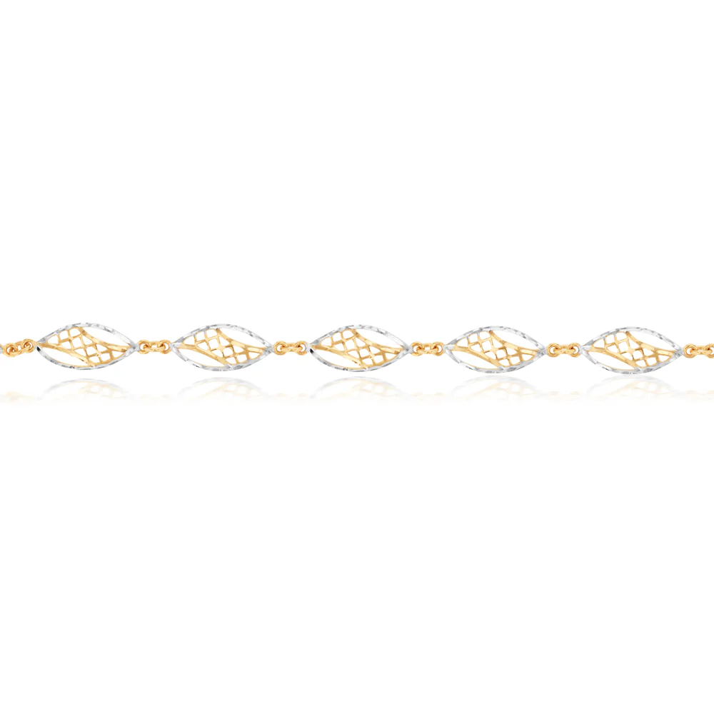 9ct Yellow And White Gold Fancy 17.5cm Bracelet - Image 2