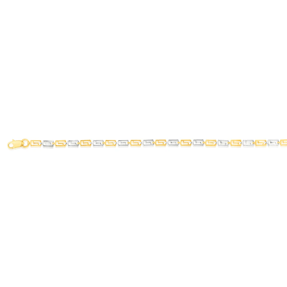 9ct Yellow And White Gold Fancy Rectangle Links 19.1cm Bracelet - Image 2