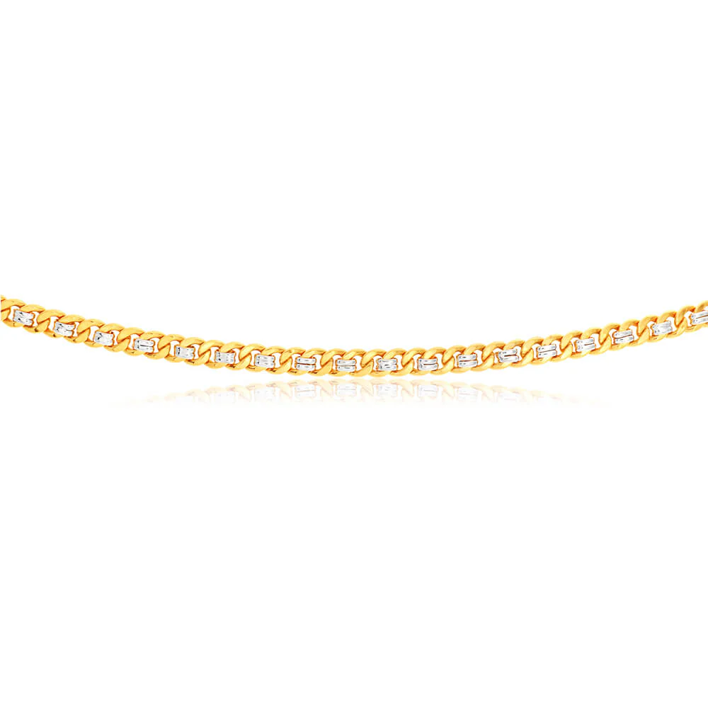 9ct Yellow and White Gold Silver Filled Curb 45cm Chain - Image 2