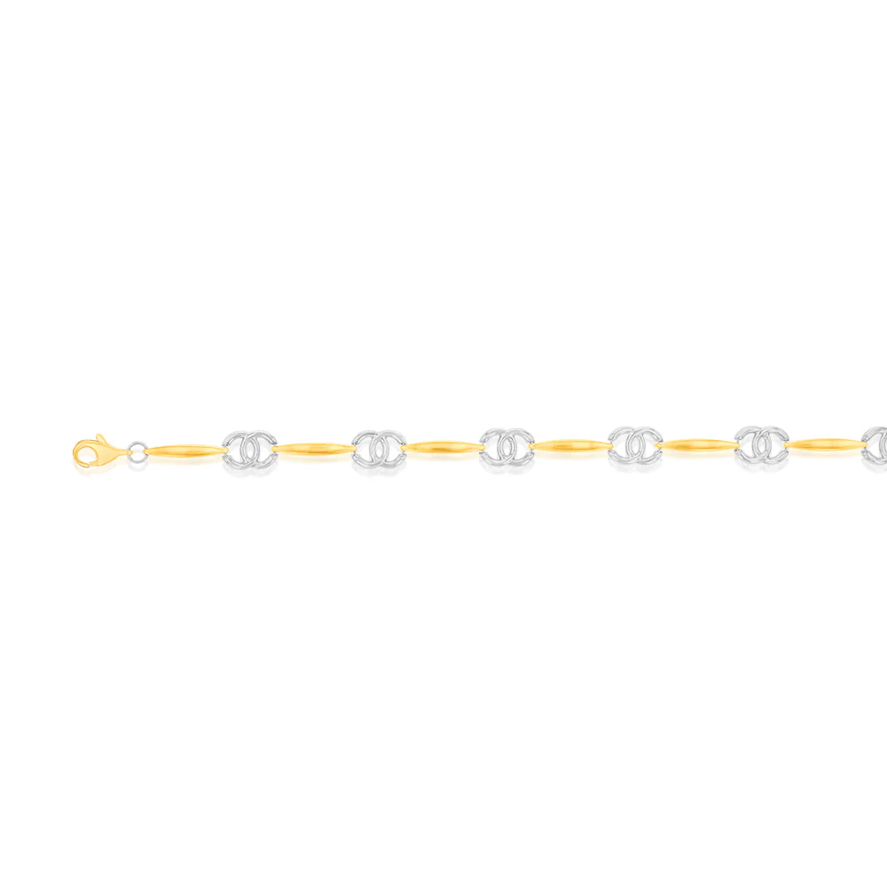 9ct Yellow And White Gold Silverfilled Fancy 19.7cm Bracelet - Image 2
