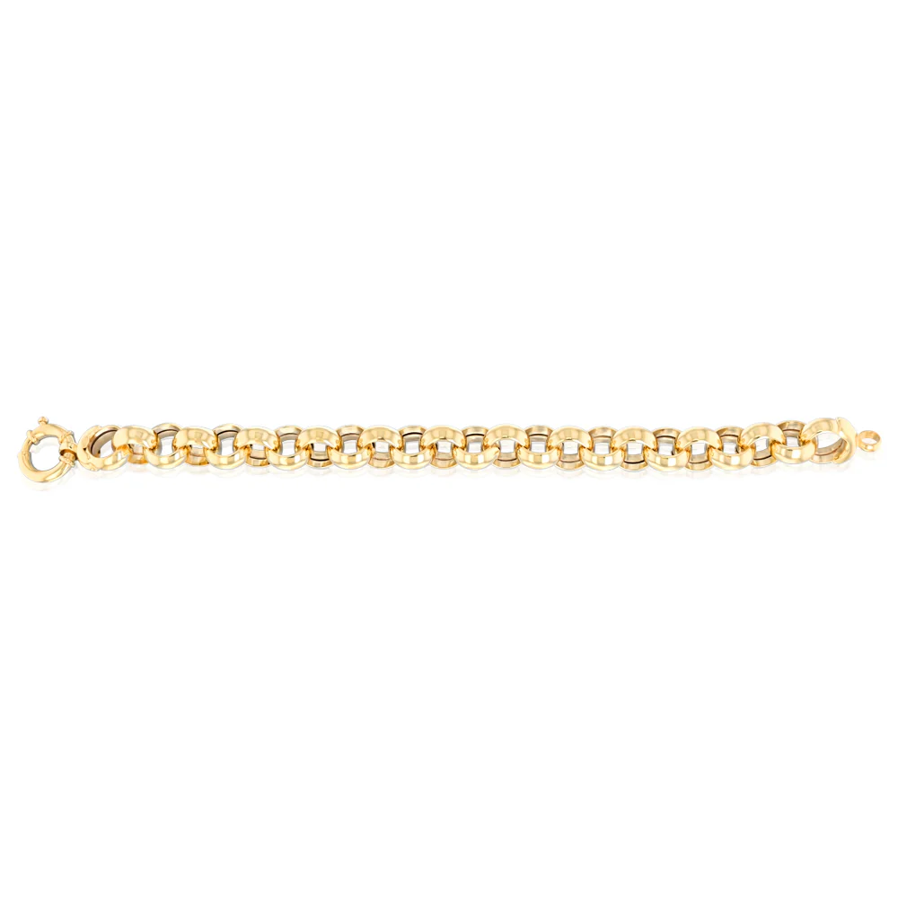 9ct Yellow and White Gold Silverfilled Two-Toned Hollow Belcher 20cm Bracelet - Image 2