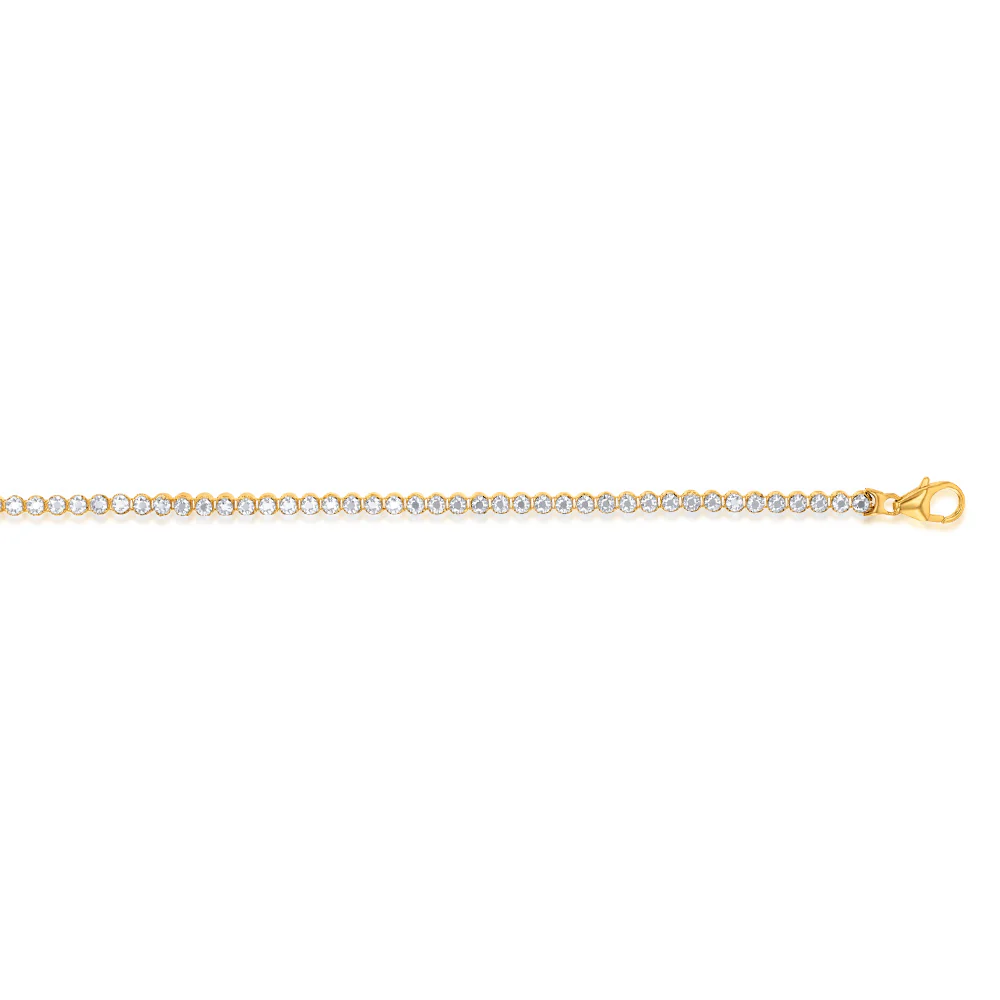 9ct Yellow And White Gold Two Tone Diamond Cut 19cm Tennis Bracelet - Image 2