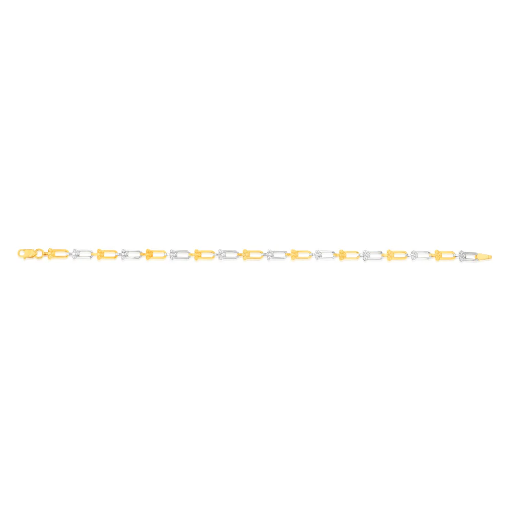 9ct Yellow And White Gold Two Tone Fancy 19.1cm Bracelet - Image 2