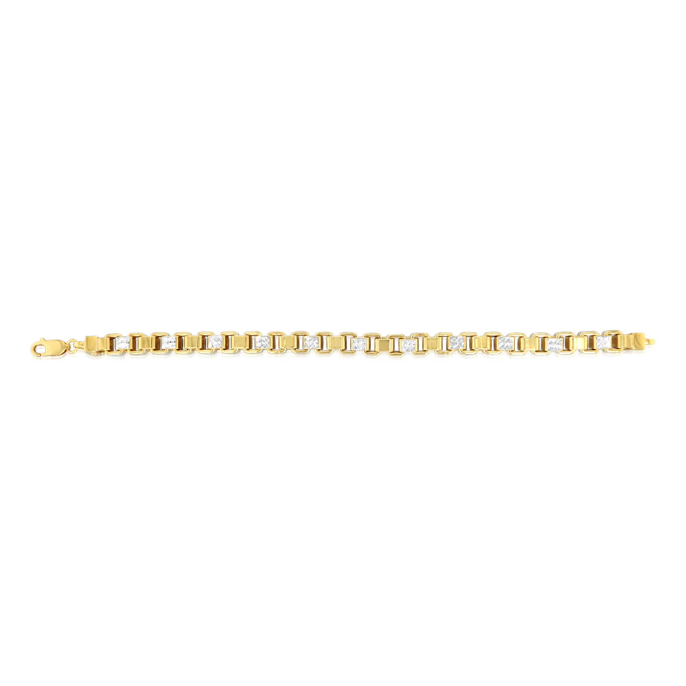 9ct Yellow and White Gold Two-Toned Silverfilled Solid 20cm Bracelet - Image 2