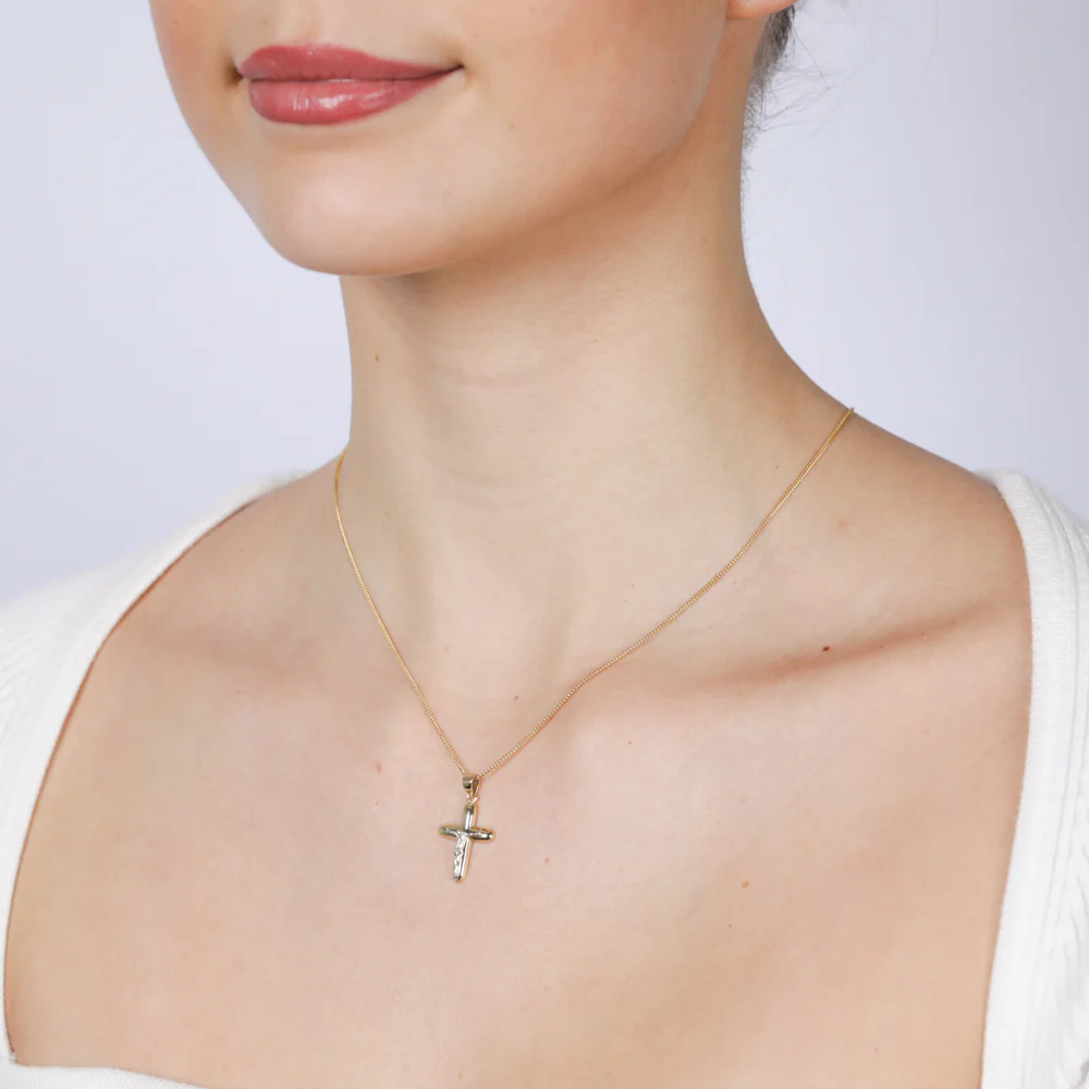 9ct Yellow And White Two-Tone Gold 25mm X 20mm Crucifix Pendant - Image 2