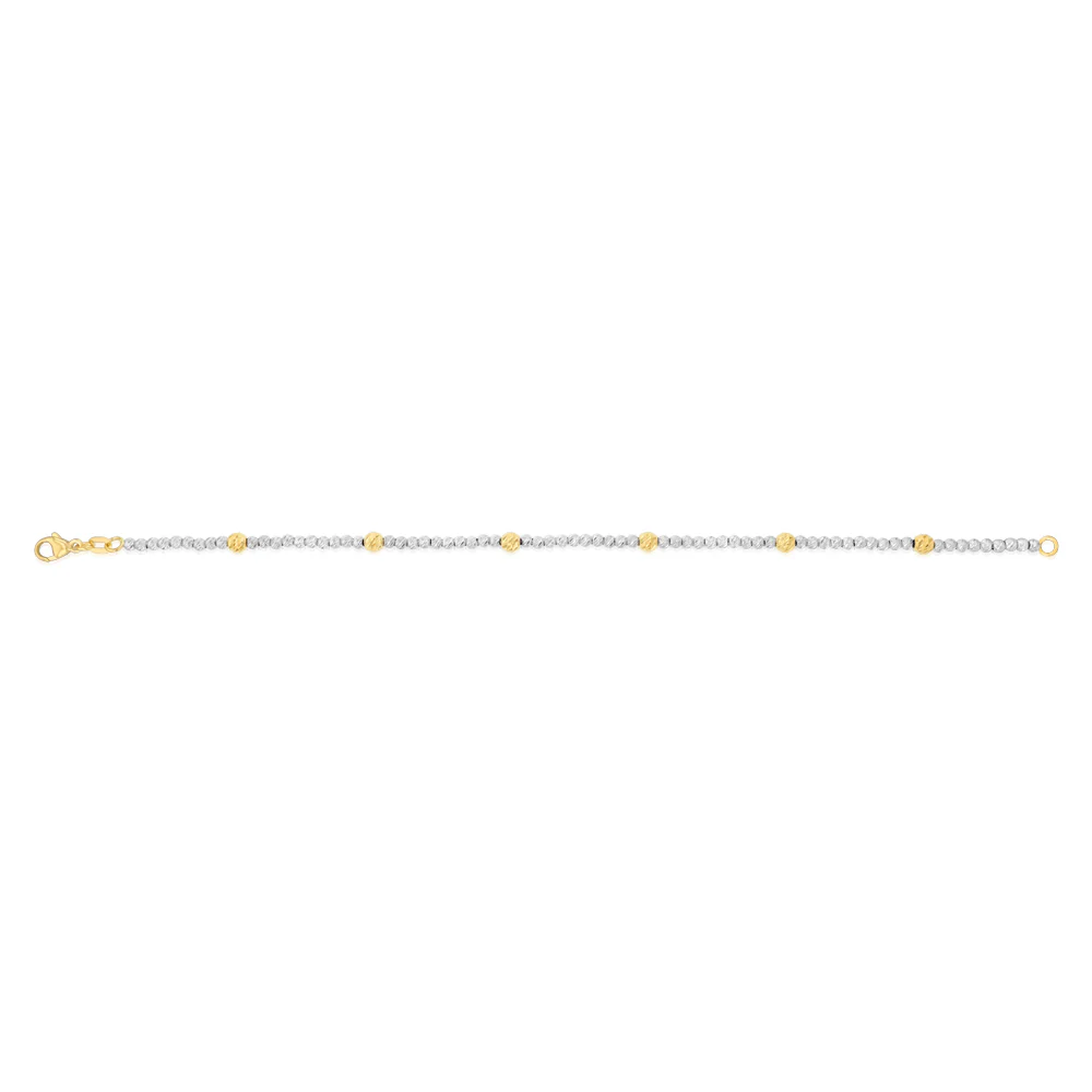 9ct Yellow And White Two Tone Gold Fancy Beads Two Tone Bracelet - Image 2