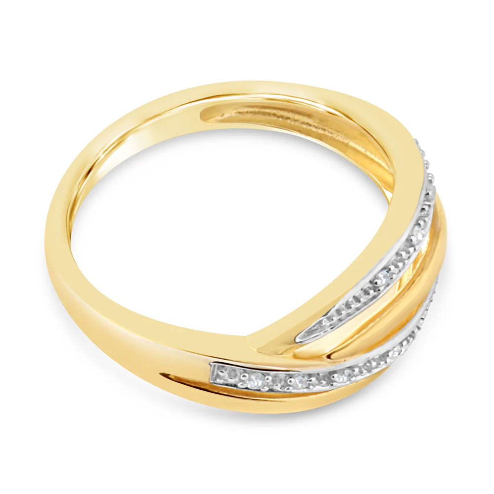 9ct Yellow Gold 0.04 Carat Diamond Ring with 8 Brilliant Cut Diamonds - Image 2