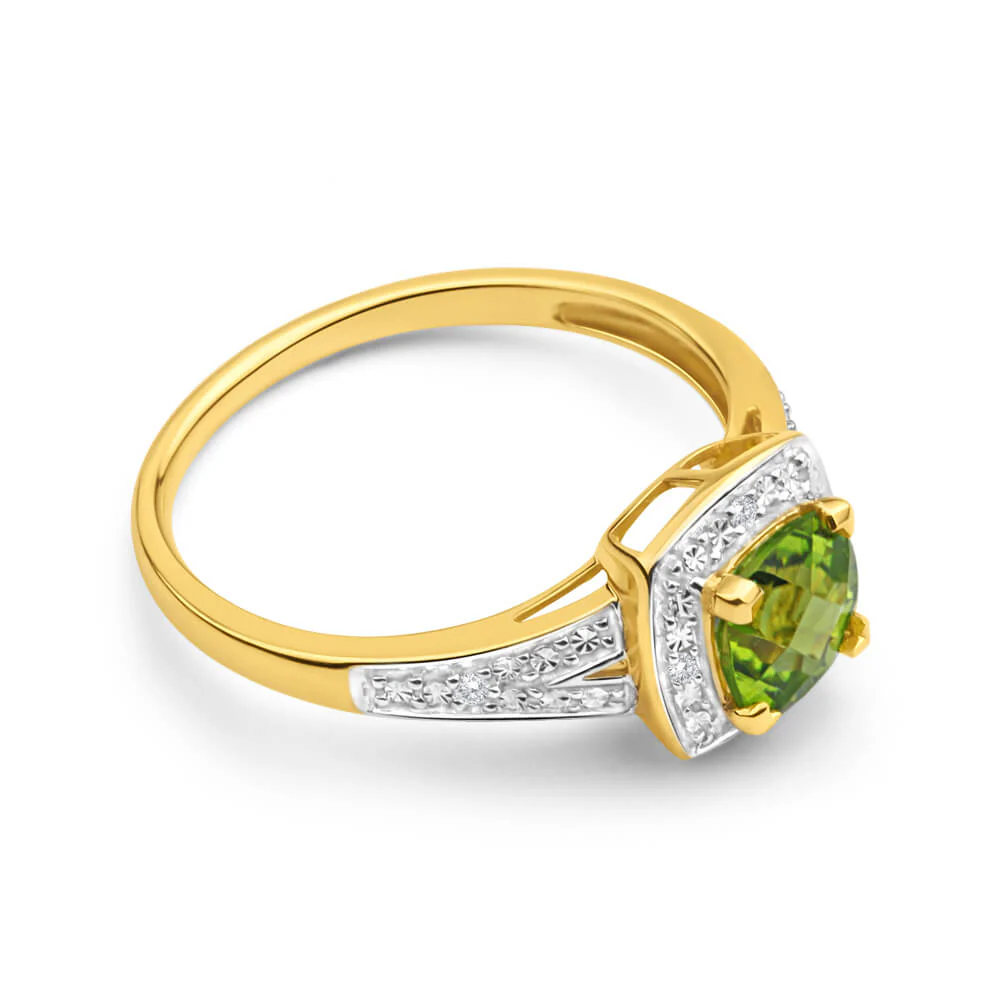 9ct Yellow Gold 1.13ct Peridot Diamond Ring - Image 2