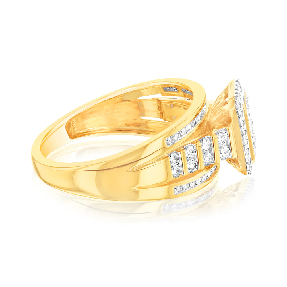 9ct Yellow Gold 1/2 Carat Diamond Ring set with 86 Round Brilliant Cut Diamonds - Image 2