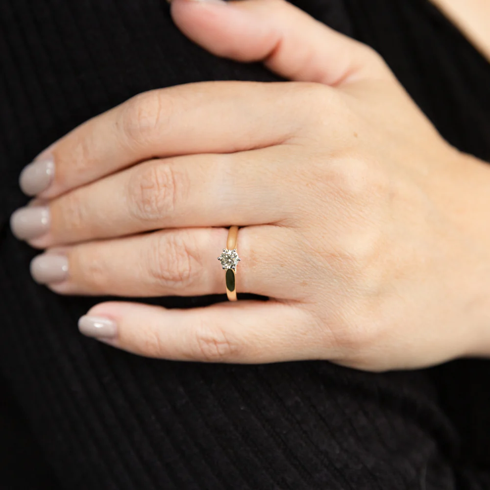 9ct Yellow Gold 1/2 Carat Diamond Solitaire Ring - Image 4