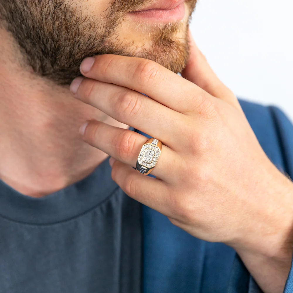9ct Yellow Gold 1/2 Carat Diamonds Mens Ring - Image 3