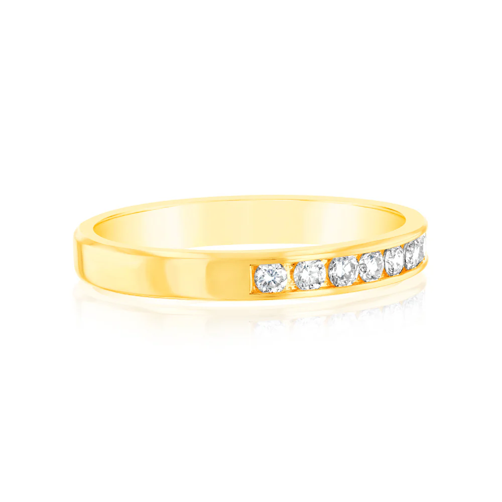 9ct Yellow Gold  1/3 Carat Diamond Eternity Ring with 10 Channel Set Diamonds - Image 2