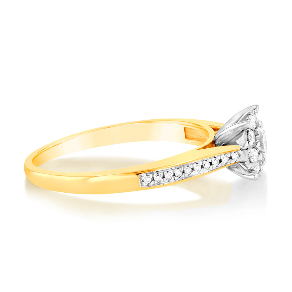 9ct Yellow Gold 1/3 Carat Diamond Ring - Image 2