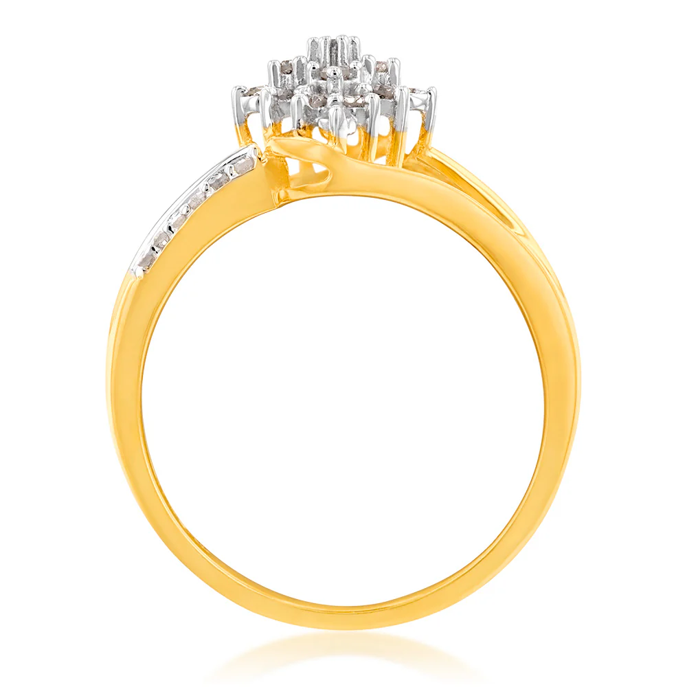 9ct Yellow Gold 1/3 Carat Diamond Ring - Image 2