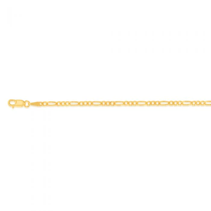 9ct Yellow Gold 1:3 Figaro 60 Gauge 27cm Anklet - Image 2