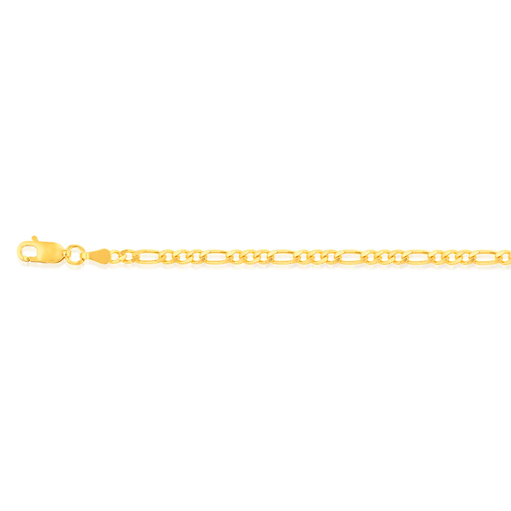 9ct Yellow Gold 1:3 Figaro 80Gauge 27cm Anklet - Image 2
