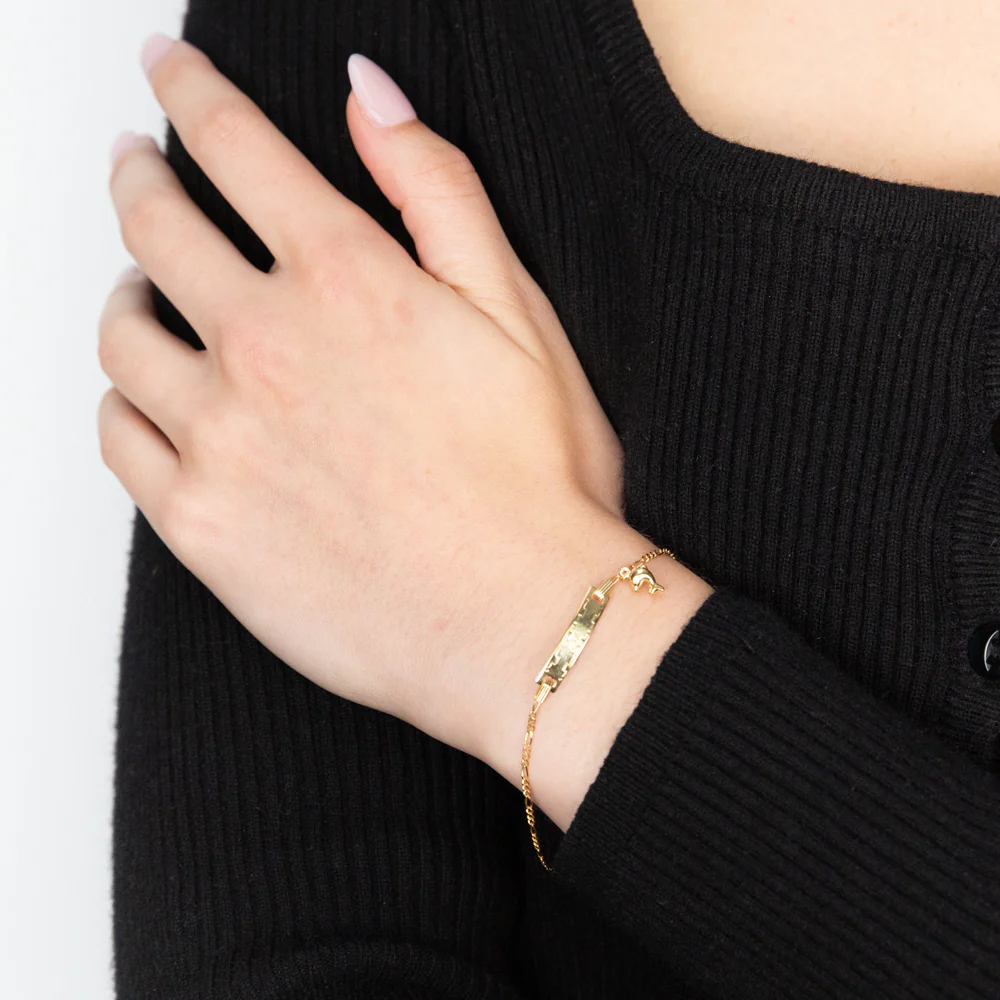 9ct Yellow Gold 1:3 Figaro Link 15.5cm ID Bracelet - Image 3