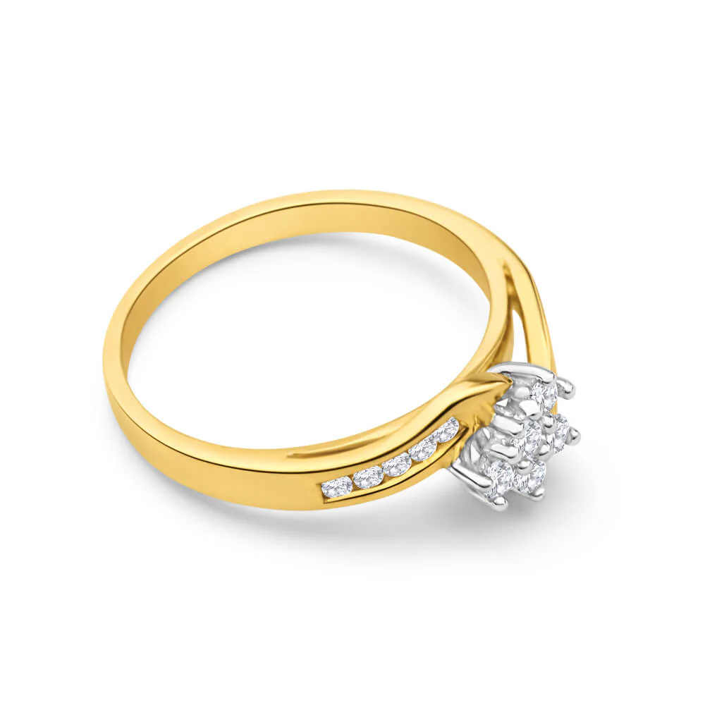 9ct Yellow Gold 1/4 Carat Channel Set Diamond Ring - Image 2